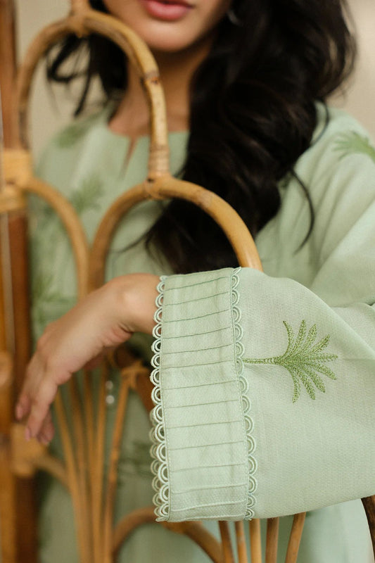 Green Tropical Embroidered Self Jacquard 2pc Winter Set – Sahar SWC8