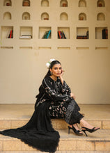 ZSA7 Ziya by Sahar Black Khaddar Long Shirt 3PC with Wool Shawl