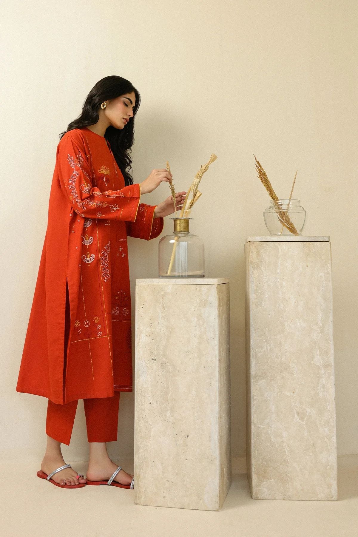 Orange Fusion Embroidered Self Jacquard 2pc Winter Set – Sahar SWC5