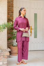 Deep Plum Cutwork Dobby Jacquard 2pc Winter Set – Sahar SWC2
