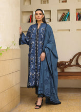 ZSA6 Ziya by Sahar – Midnight Blue Khaddar 3PC with Wool Shawl ZSA6