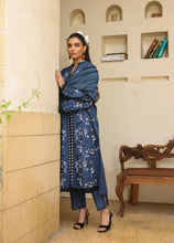 ZSA6 Ziya by Sahar – Midnight Blue Khaddar 3PC with Wool Shawl ZSA6