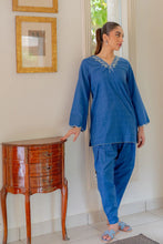 Indigo Embroidered Dobby Jacquard 2pc Winter Set – Sahar SWC1