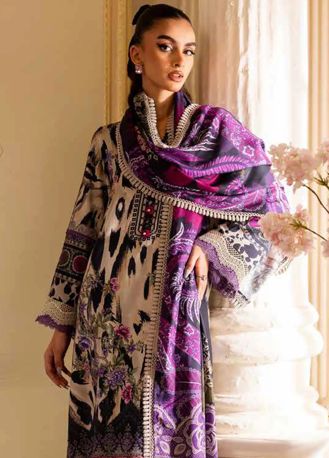 Nureh Marina Prints with Wool Shawl NMP02