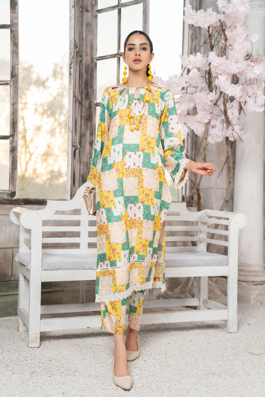 Ready to Wear 2 Pcs Linen Dress by Aabpara 01
