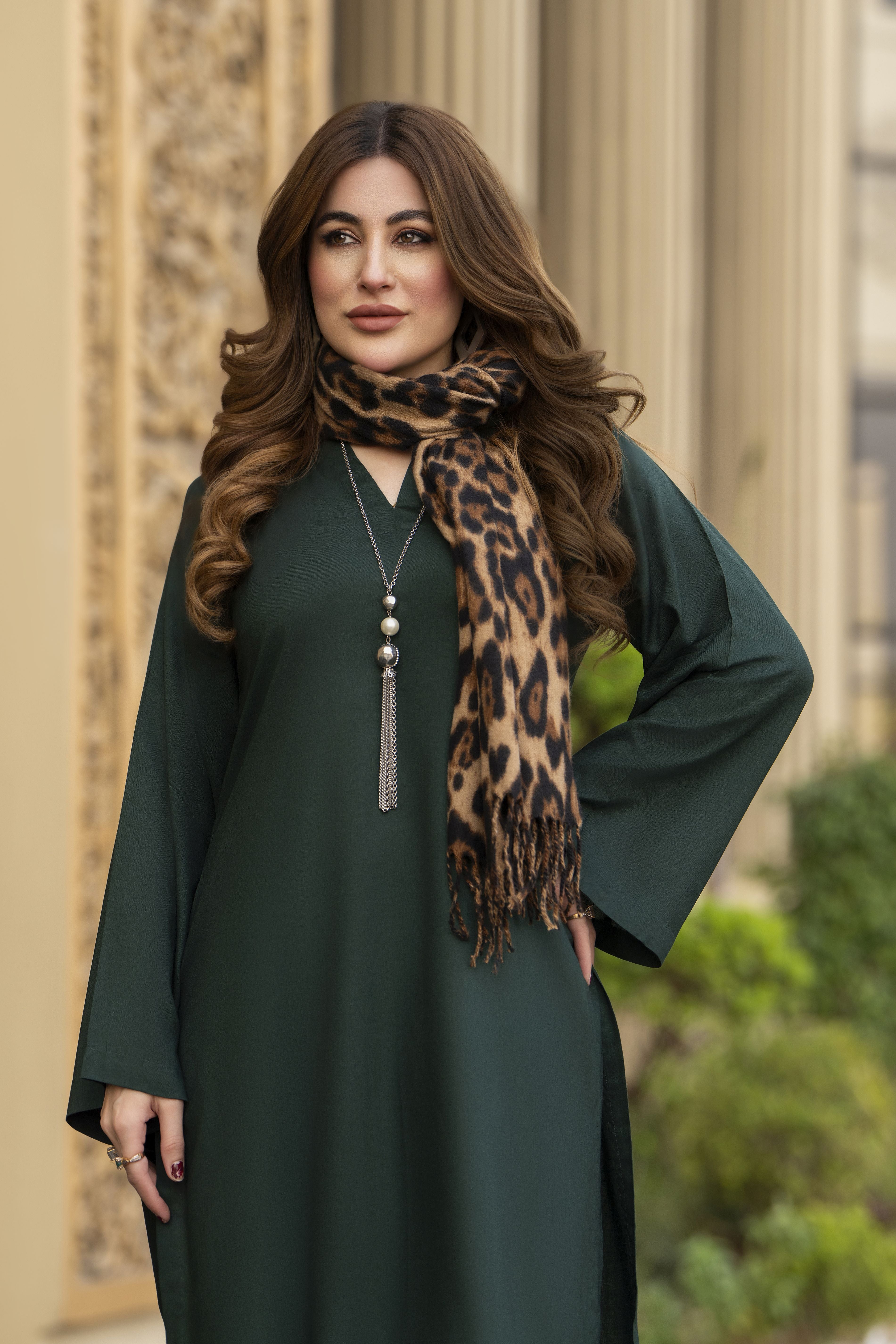Winter Linen Dress with wool Stole by Miski WDW9