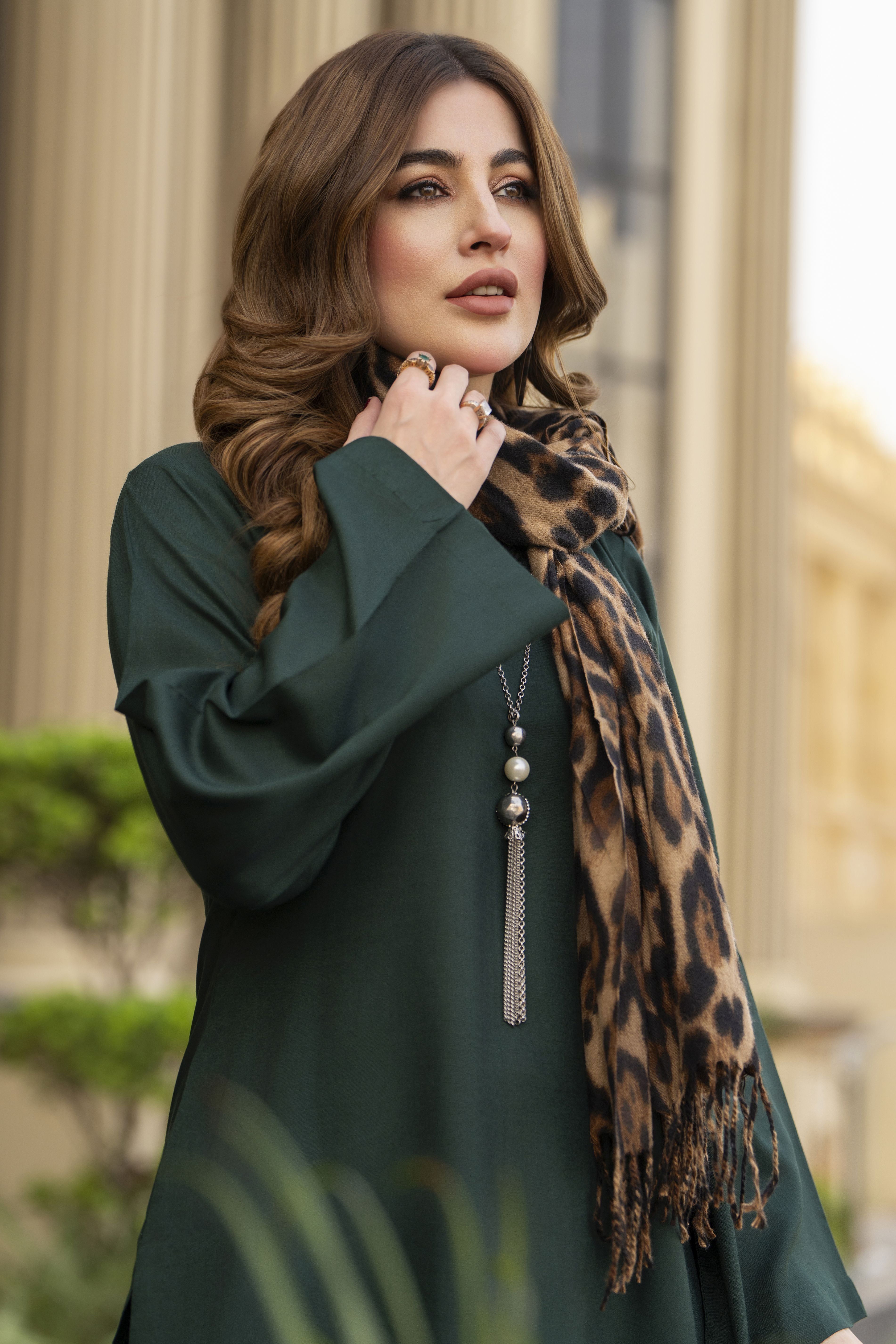 Winter Linen Dress with wool Stole by Miski WDW9