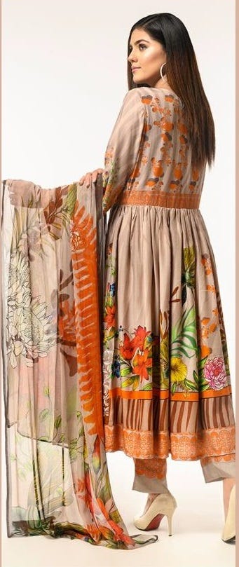 Ready to Wear Linen Embroidered Dress by Zaiwa 01