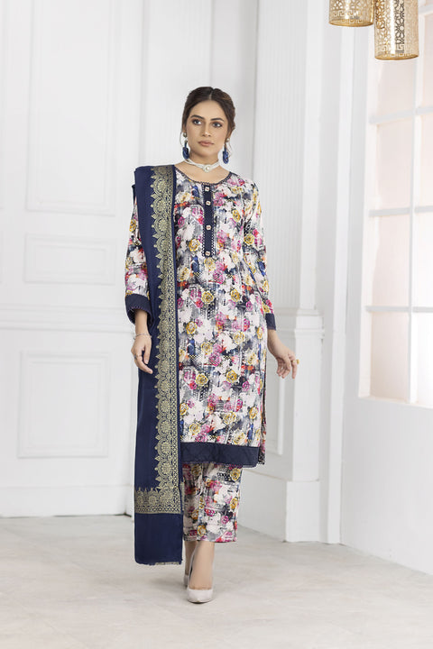 Sofia Khas Winter Linen Embroidered Shawl Dress 04