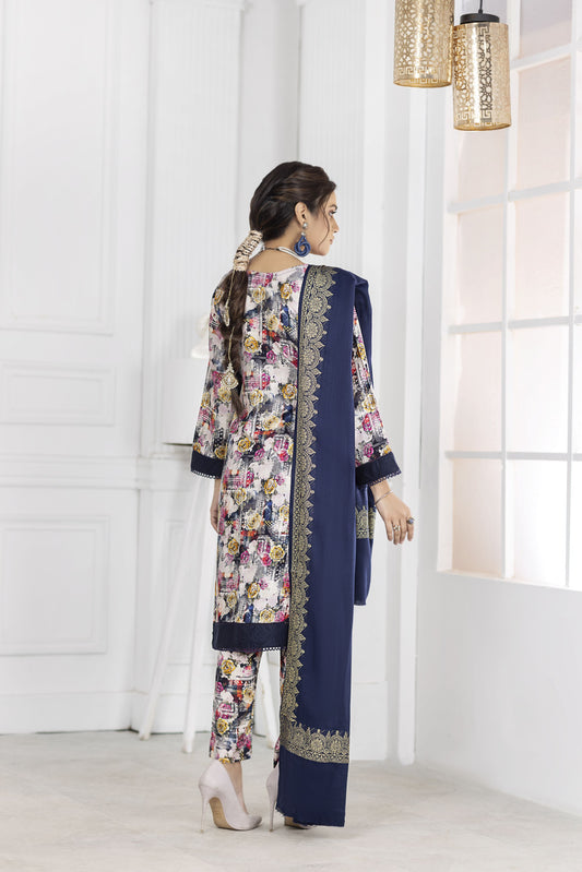 Sofia Khas Winter Linen Embroidered Shawl Dress 04