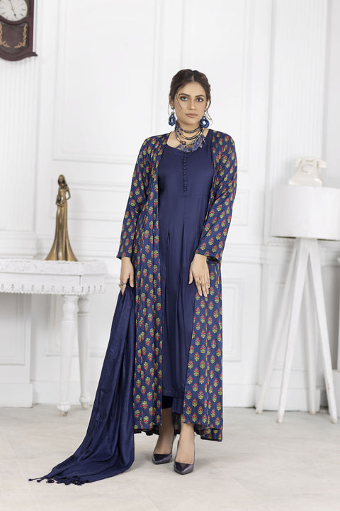 ZOYA LAKHANI Winter Linen Embroidered Dress 01