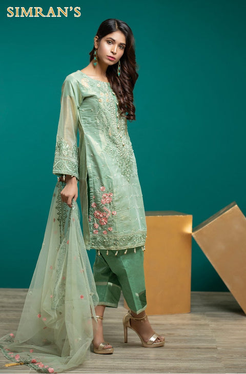 Semi Formal Organza Embroidered Dress by Simrans 03
