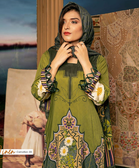 Winter Ready to Wear Digital Linen Dress by Noorma Kaamal 05