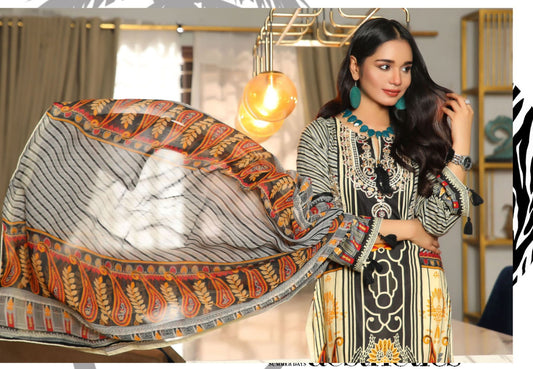 Embroidered Lawn Collection with Chiffon dopatta by Simrans 09