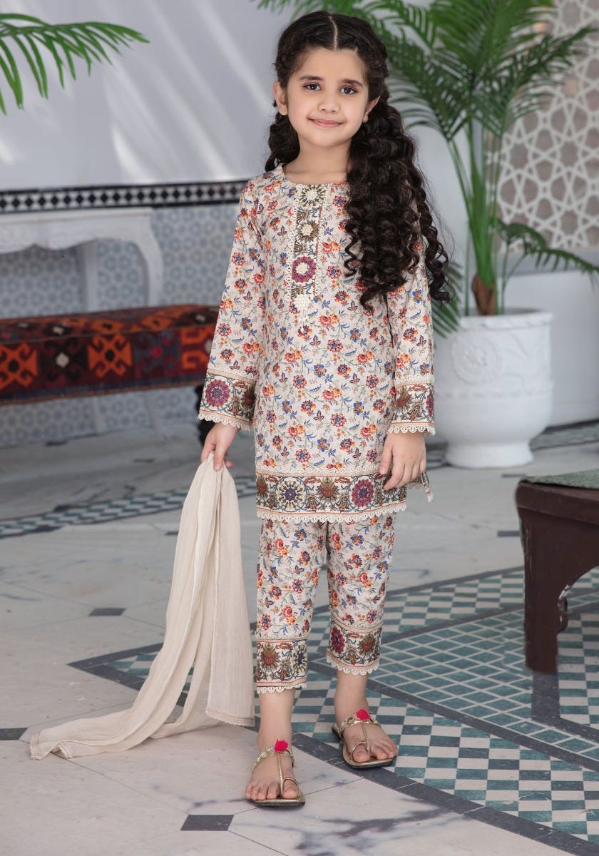 Kids Floral Lawn Ready to Wear 3 Pcs Dress by Simrans 05