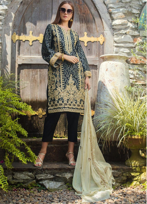 Jaipur Jacquard Embroidered Dress 08 by ZS Textiles