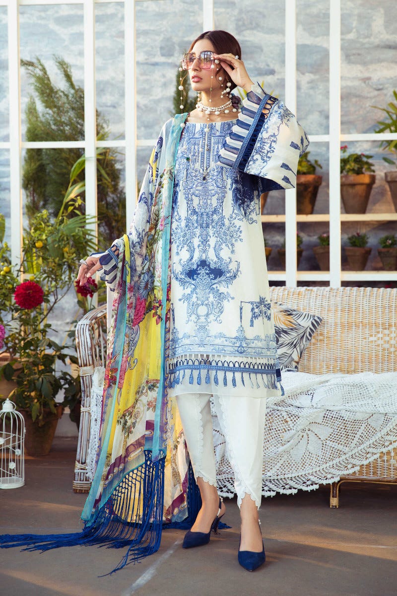 Maria B MPrint Ready to Wear Embroidered 3 Pcs Dress 07B