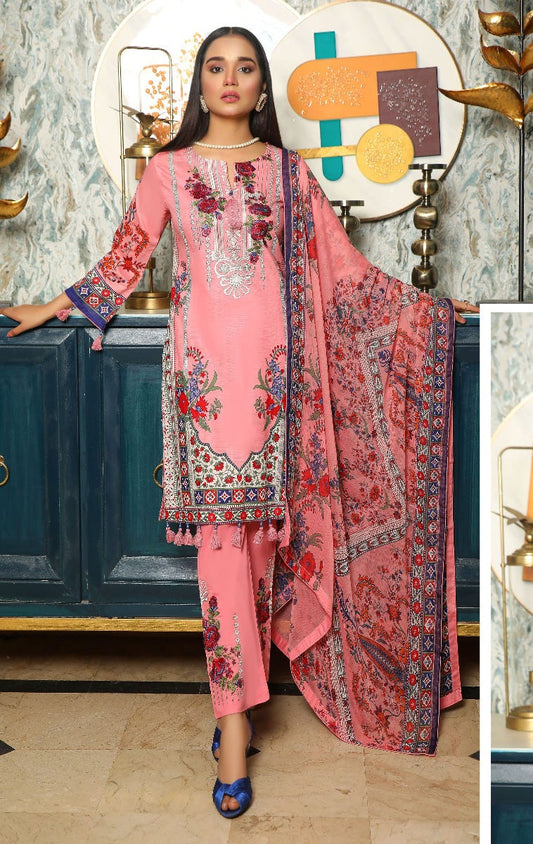 Embroidered Lawn Collection with Chiffon dopatta by Simrans 01