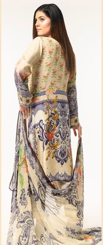 Ready to Wear Linen Embroidered Dress by Zaiwa 05