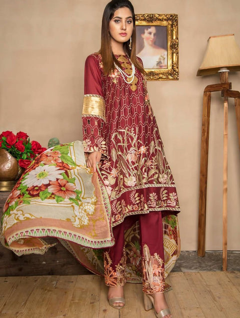 Festive Ready to Wear embroidered lawn Dress by Simrans