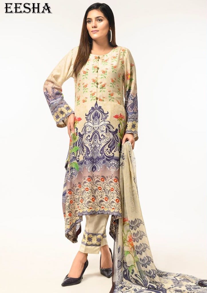 Ready to Wear Linen Embroidered Dress by Zaiwa 05