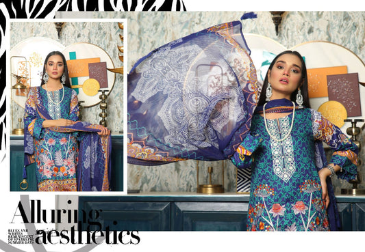 Embroidered Lawn Collection with Chiffon dopatta by Simrans 02