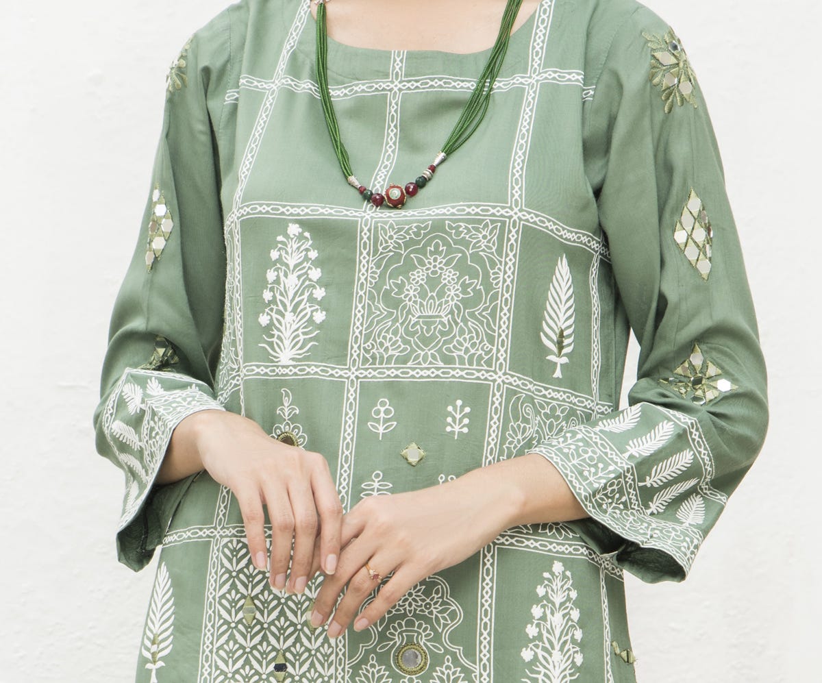 Winter 2 Pcs Linen Embroidered Dress by Hemline 06