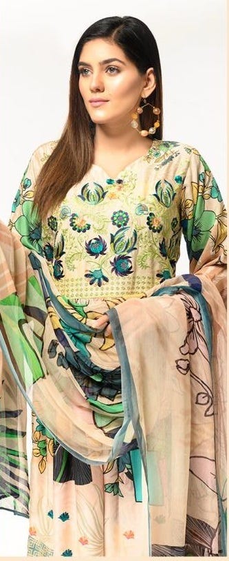 Ready to Wear Linen Embroidered Dress by Zaiwa 07