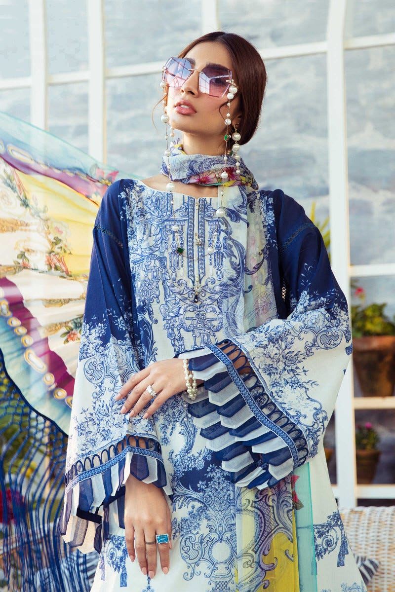 Maria B MPrint Ready to Wear Embroidered 3 Pcs Dress 07B