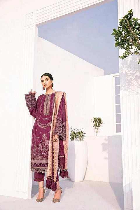 Baroque Ready to Wear Fuchsia Lawn Dress 08