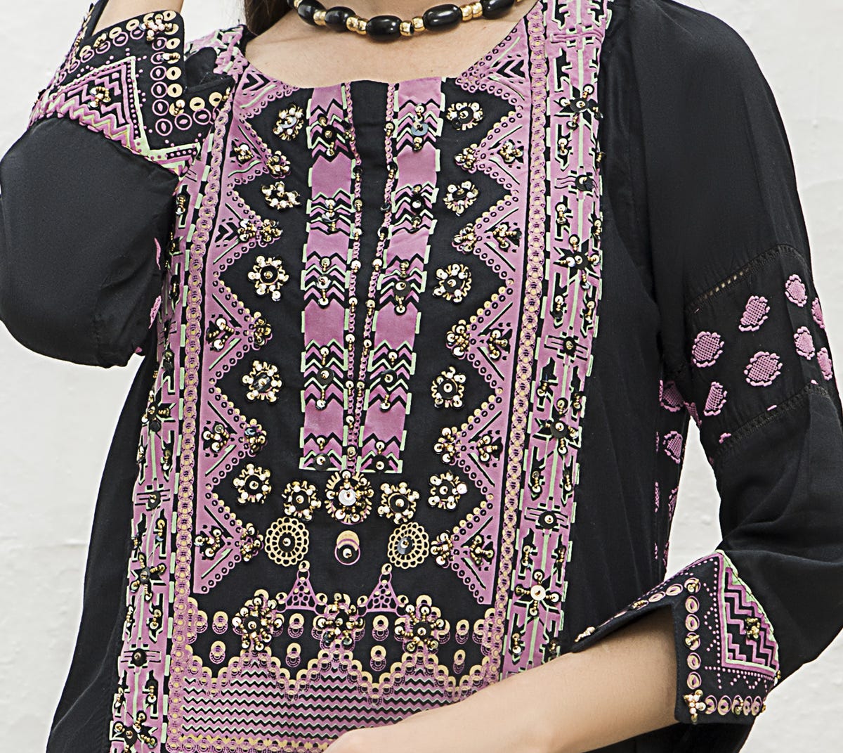 Winter 2 Pcs Linen Embroidered Dress by Hemline 09