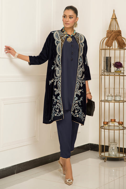 Velvet Embroidered Ready to Wear 3 Pcs Gown Dress by Aabpara 09
