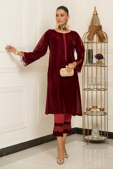 Velvet Embroidered Ready to Wear 2 Pcs Dress by Aabpara 06