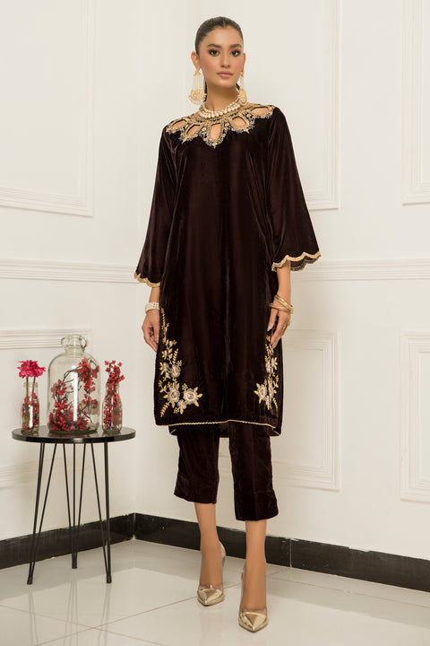 Velvet Embroidered Ready to Wear 2 Pcs Dress by Aabpara 07