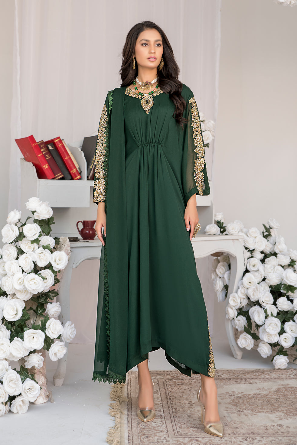 formal kaftan dress Burgundy Frill Sleeve A Line Embroidered V Neck Turkish Gown 42 100% Polyester Details Black Cape Sleeve Square Neck