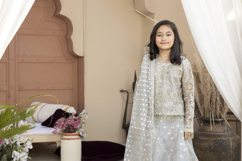 Mona Kids Net embroidered lehnga 03