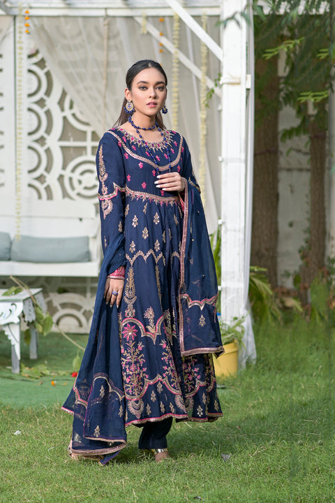 3pc Embroidered Chiffon Long Frock 09