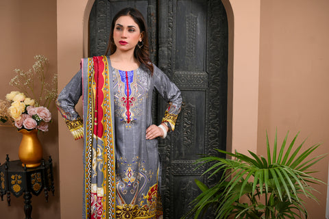 3pc Linen Printed Dress 01