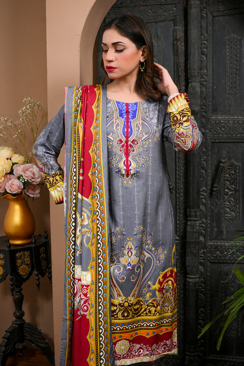 3pc Linen Printed Dress 01