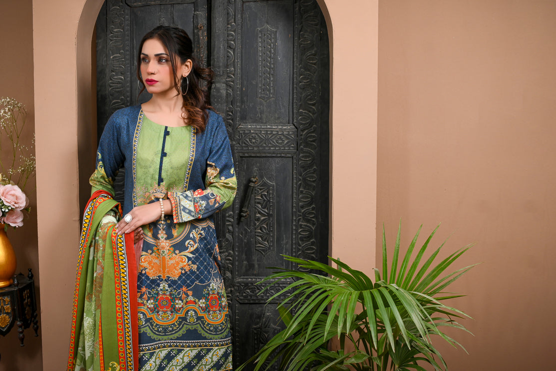 3pc Linen Printed Dress 02