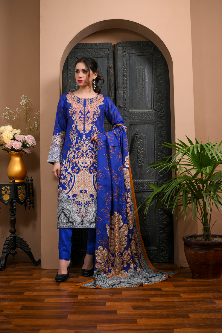 3pc Linen Printed Dress 08