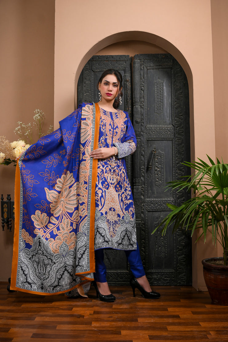 3pc Linen Printed Dress 08