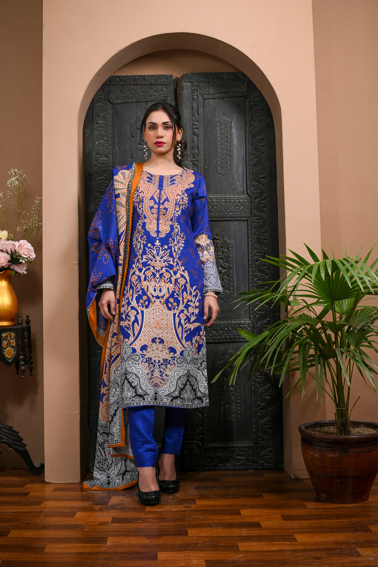 3pc Linen Printed Dress 08