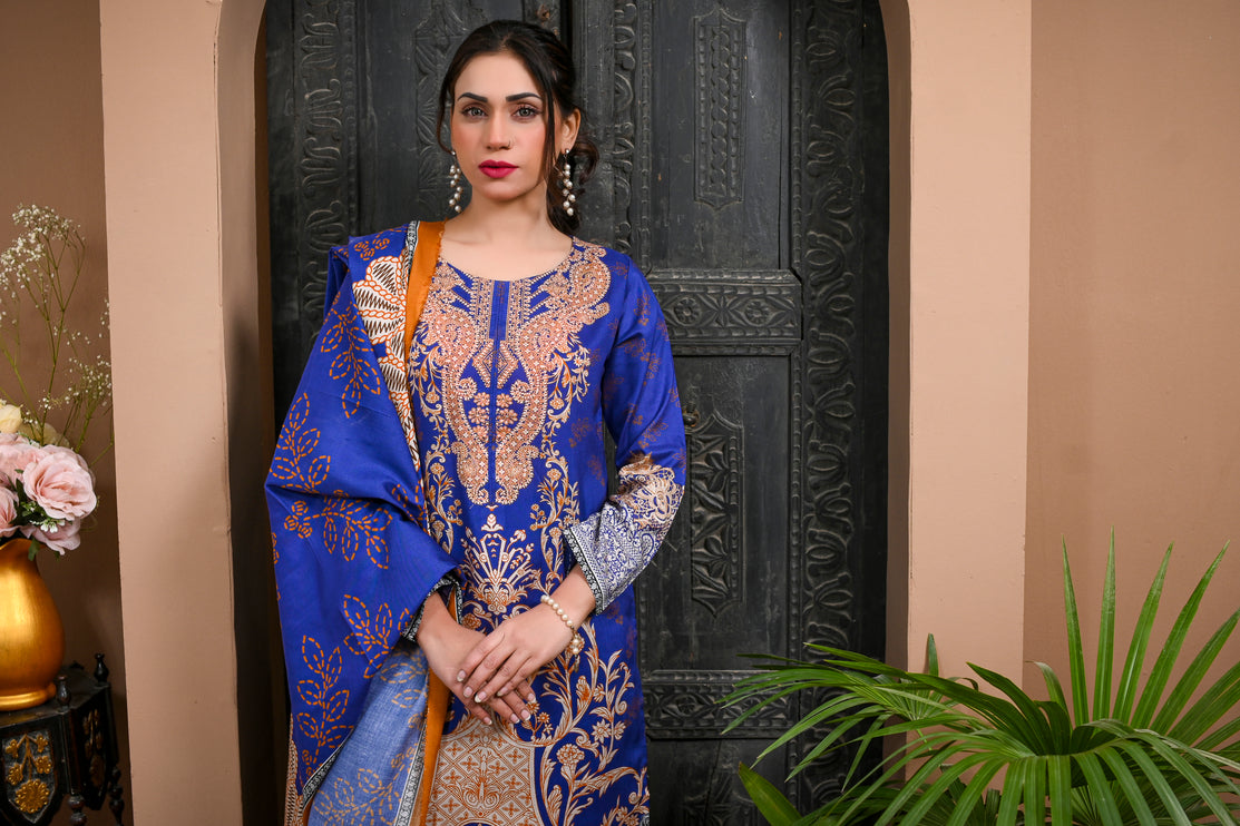 3pc Linen Printed Dress 08