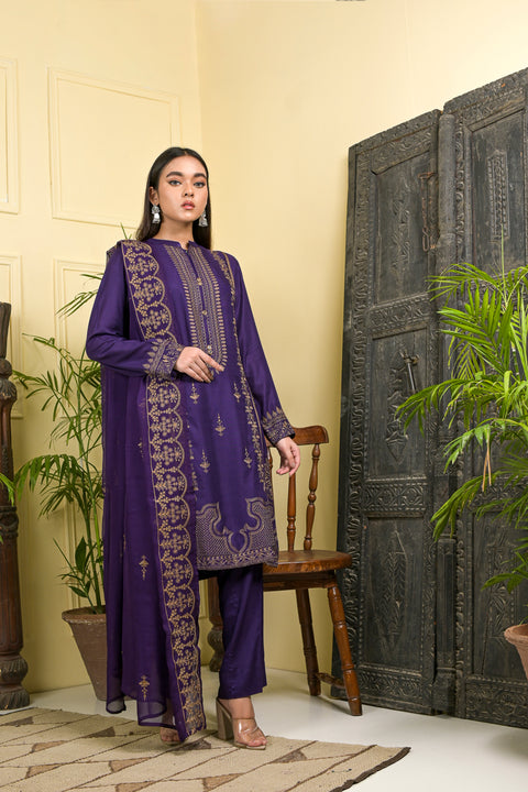 3pc Ready to Wear Linen Embroidered Dress 03