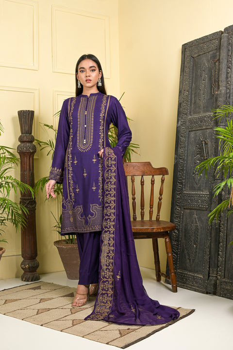 3pc Ready to Wear Linen Embroidered Dress 03