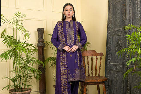 3pc Ready to Wear Linen Embroidered Dress 03