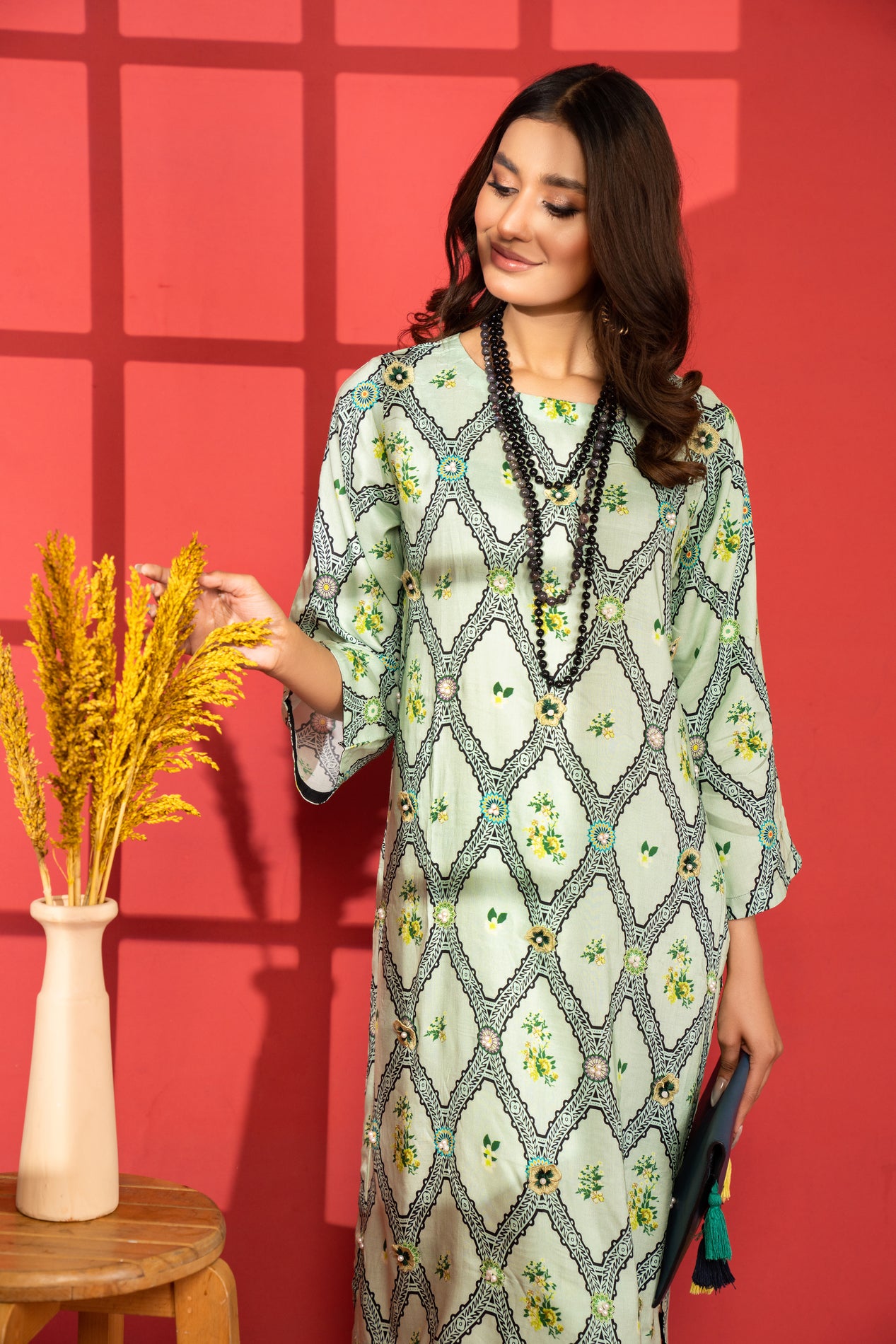 Miski 2pc Linen Printed Dress 09