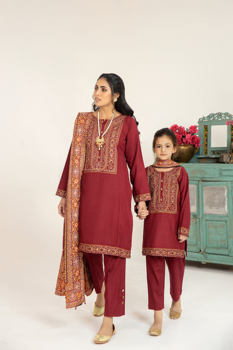 Mona Embroidered Dhanak Dress 07