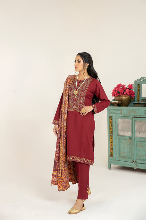 Mona Embroidered Dhanak Dress 07